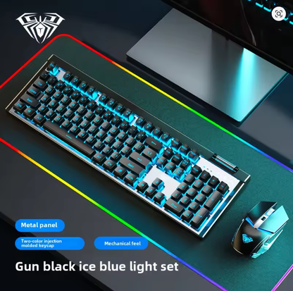 AULA Wolf Spider T630 Wired Gaming Esports Glowing Keyboard Mouse Set