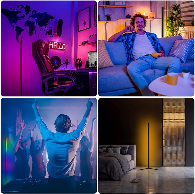 LED Magic Floor Lamp with with Remote/Music Sync and DIY Colors, Color Changing Ambiance Lamp for Living Room Bedroom Gaming Room