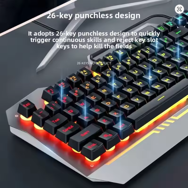 Wolf Spider T101 Metal Floating Game Mechanical Feel Keyboard Mouse Set cable conection