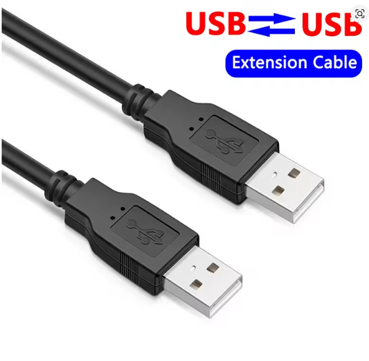 Double USB Computer Extension Cable USB 2.0 Type A Male to A Male Cable Hi-Speed 480 Mbps Black Data Line Cables