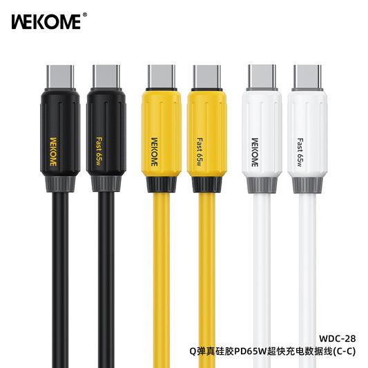 WEKOME Cable Elastic Genuine Silicone Super Fast Charging Data Cable USB  C-C