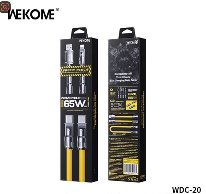WEKOME 65W Fast Charging Data Line Universal Conversion Mecha One 3 Silicone Splicing Six-in-One Mobile Phone Charging Cable