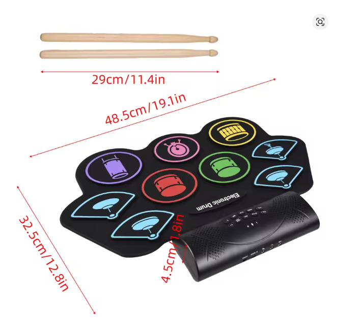 Cross-border Hand-roll Drum Kit, Portable Jazz Drum, Support Bluetooth APP