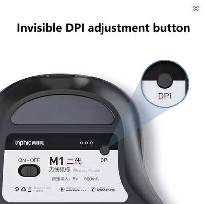 Inphic M1 Second-generation 2.4G Wireless Mouse Type-C Rechargeable Silent Office Mouse Ergonomics Battery Level Display