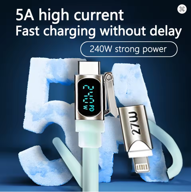 Liquid Silicone Rubber Wire 4-in-1 240W with LED Display charging Cable