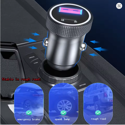 LED Car Charger Type C Fast USB Charger for iPhone 16 17 Car Charging Quick 3.0 Charge Smart Phone PD Charger