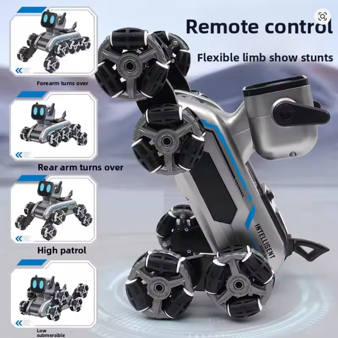 Remote Controlled Eight-Wheel Stunt Mechanical Dog Toy Gesture Sensing Climbing Transforming Electric Smart Pet