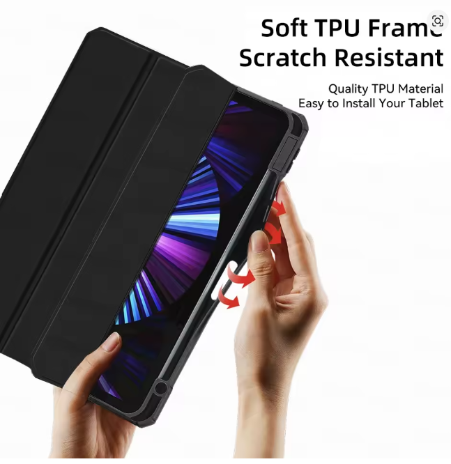 DUX DUCIS for iPad Trifold Tablet Transparent Case with Stylus Pen Holder & Auto Sleep Wake