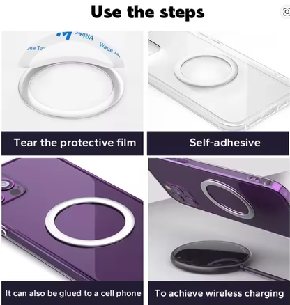Stainless Steel Universal Magnetic Metal Plate Ring For Magsafe Wireless Charger Iron Sheet Sticker Magnet Car Phone Holder