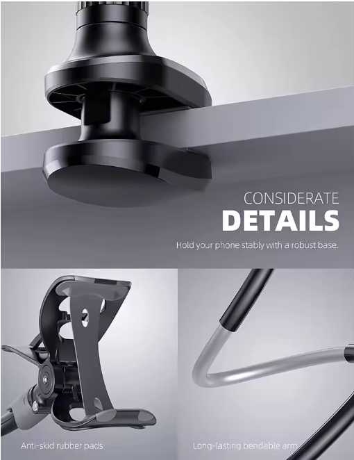 Phone Holder Bed Gooseneck Mount - Lamicall Cell Phone Clamp Clip for Desk, Flexible Lazy Long Arm