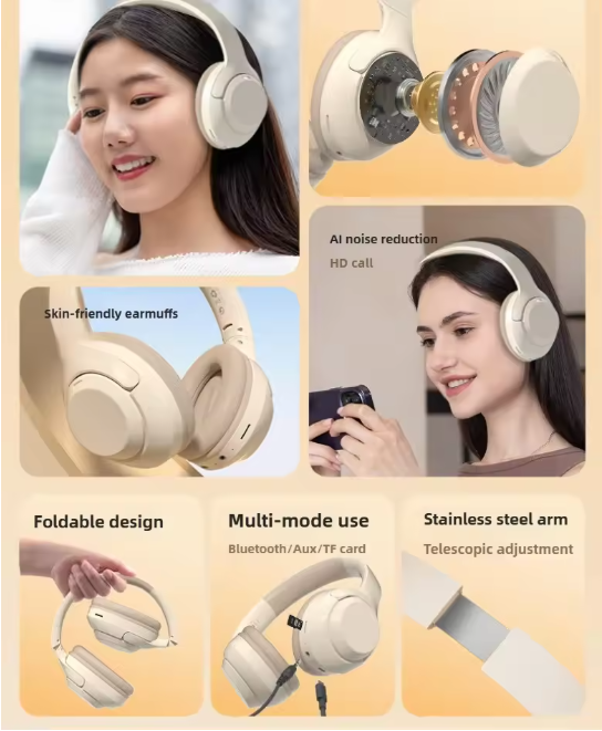 V630 Wireless Headphones Gaming for PC Mobile Foldable Over Ear Headset with Memory Card Bluetooth Earphones Dual Connectivity