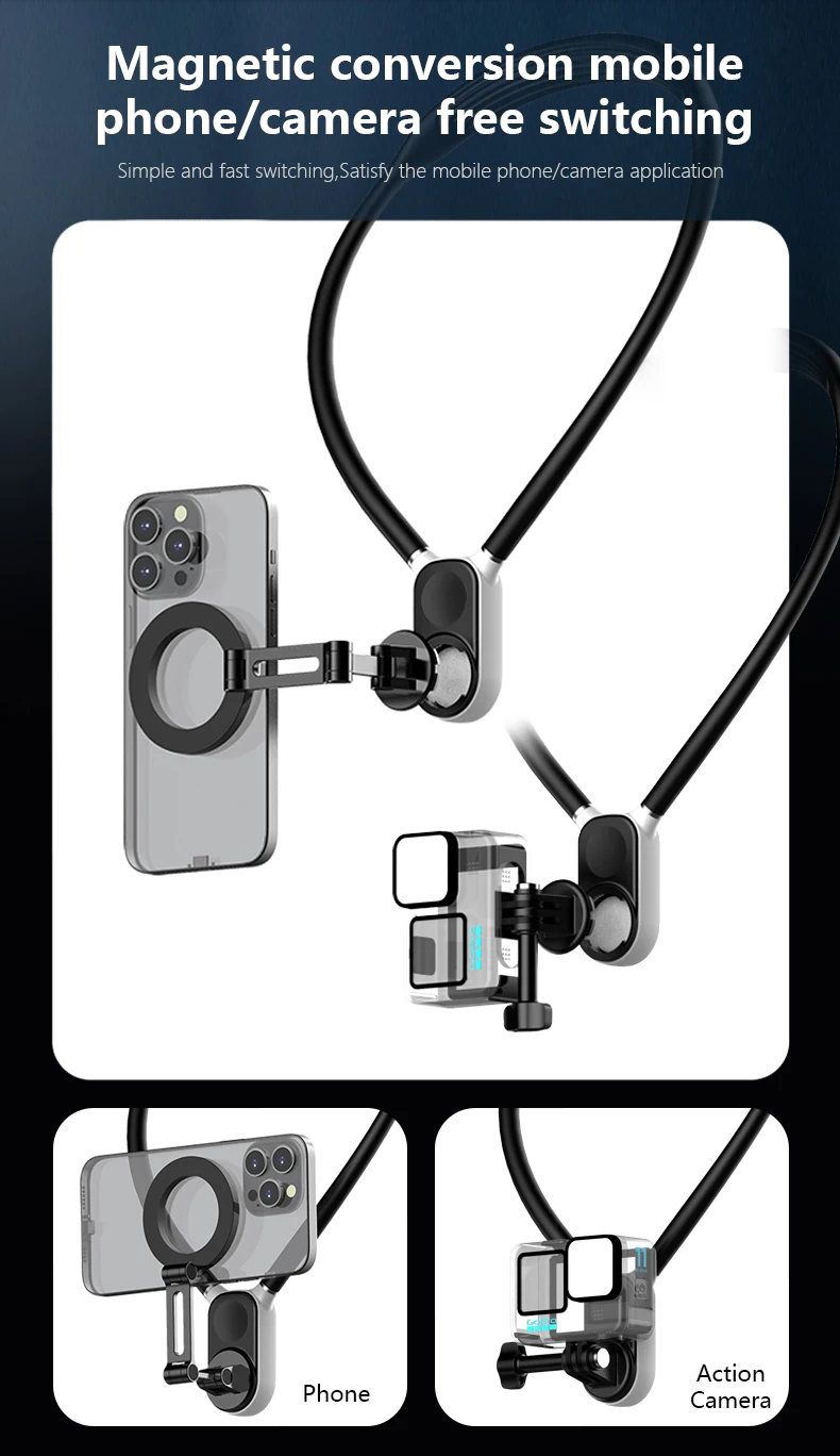 Magnetic Neck Holder Mount Necklace POV for Mobile Phones and GoPro