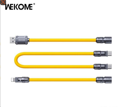 WEKOME 65W Fast Charging Data Line Universal Conversion Mecha One 3 Silicone Splicing Six-in-One Mobile Phone Charging Cable