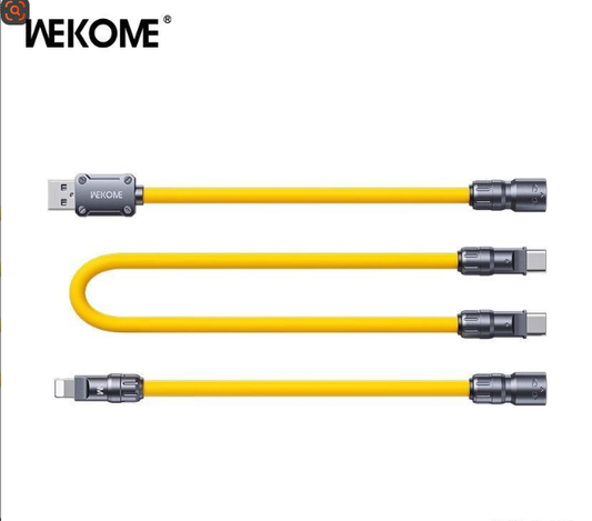 WEKOME 65W Fast Charging Data Line Universal Conversion Mecha One 3 Silicone Splicing Six-in-One Mobile Phone Charging Cable