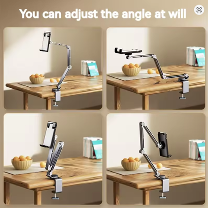 Long Arm Tablet Phone Holder Stand Aluminium Alloy 360 Rotation Folding Desktop Phone Holder Shooting Elongated Bed Holder