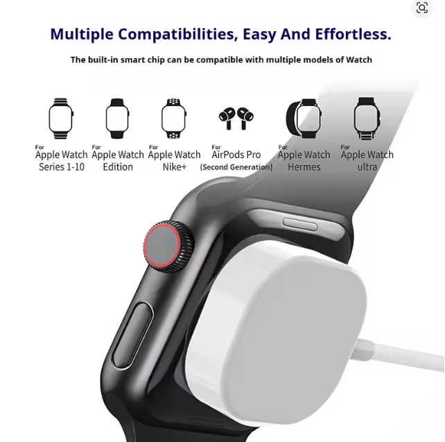 For Apple Watch Magnetic Wireless Fast Charger Series 10 9 8 7 6 5 4 3 2 1 Ultra Hermes Edition Portable iWatch Charging Cable