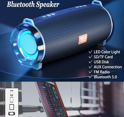 Bluetooth Speaker TG157 LED Flashing Soundbar Portable Outdoor Indoor Subwoofer Loudspeaker Support TF Card FM Radio Waterproof