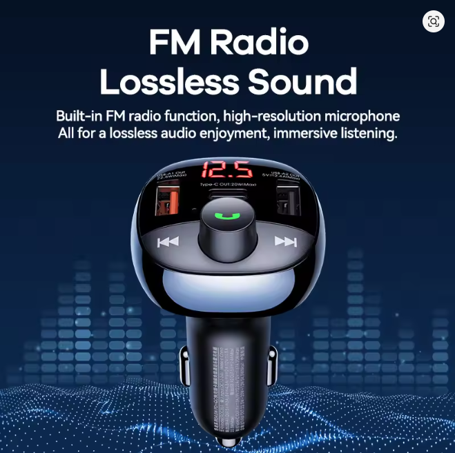 REMAX Multifunctional Car Charger FM Radio 54.5W High Power 2A1C Output Hands-free Call TF Card Fast Charging