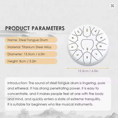 10 Inch Steel Tongue Drum, 11 Note Tambourine With Drumsticks For Meditations Tambourine Instrument