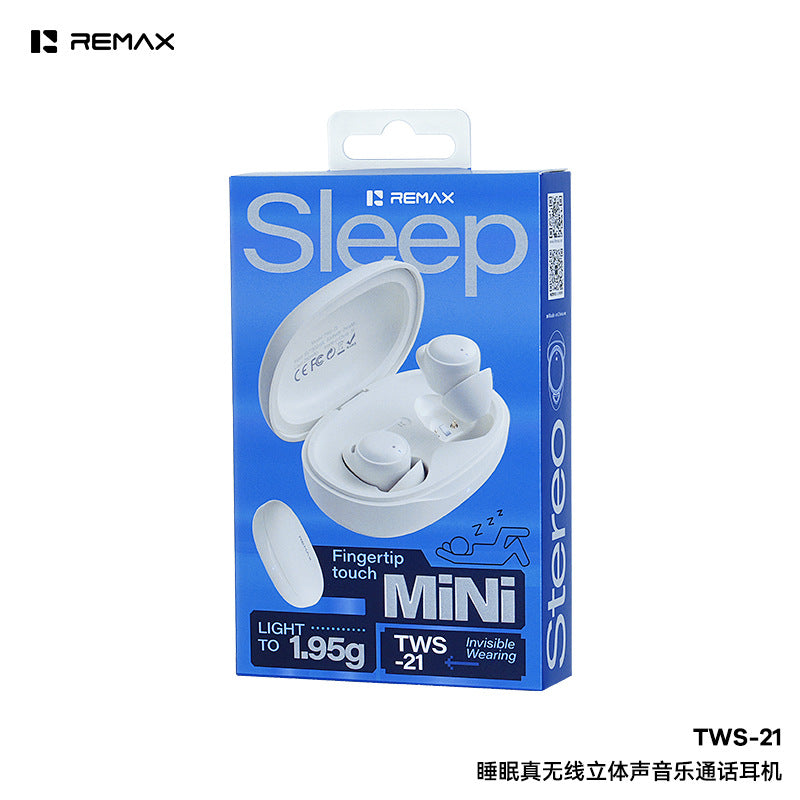 Remax TWS21 Sleep True Wireless Stereo Music Calling Headphones Zero Pressure for Side Sleepers Ultra-Thin: Only1.95g