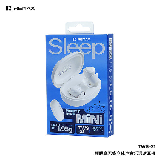 Remax TWS21 Sleep True Wireless Stereo Music Calling Headphones Zero Pressure for Side Sleepers Ultra-Thin: Only1.95g