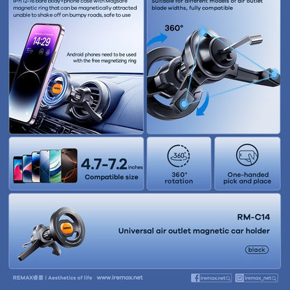 Car Phone Holder Air Vent Clip Magnetic Universal Car Phone Stand Mount for Magsafe