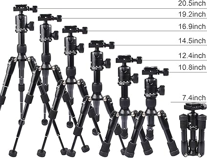 Mini Tripod, Tabletop Camera Tripod, 22inch High DSLR Travel Tripod, with 360 Degree Pan Ball Head, Aluminum Alloy