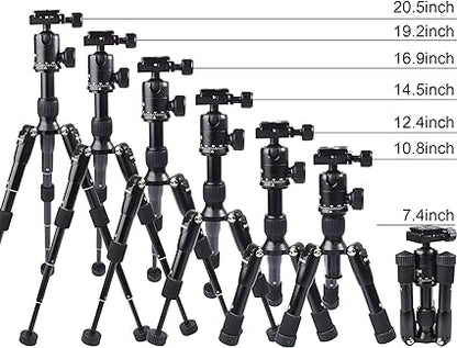 Mini Tripod, Tabletop Camera Tripod, 22inch High DSLR Travel Tripod, with 360 Degree Pan Ball Head, Aluminum Alloy