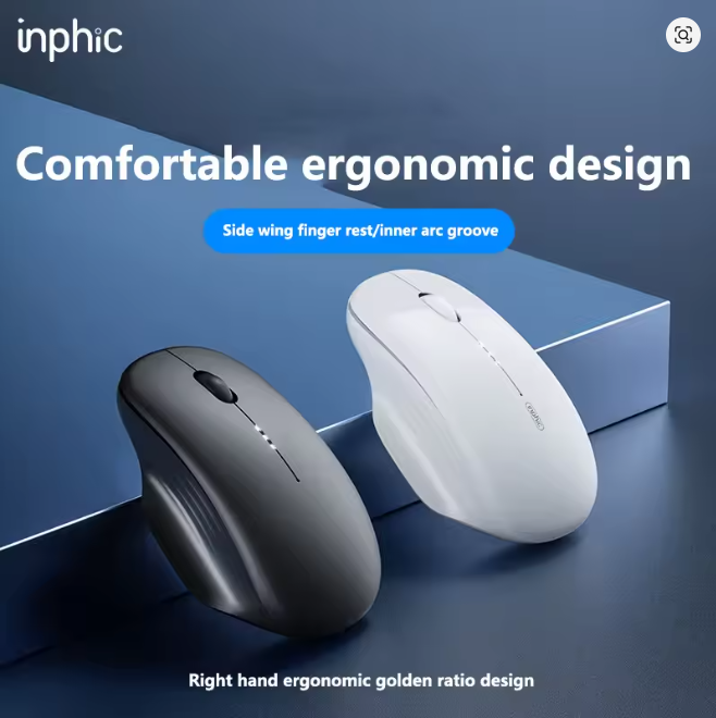 Inphic M1 Second-generation 2.4G Wireless Mouse Type-C Rechargeable Silent Office Mouse Ergonomics Battery Level Display
