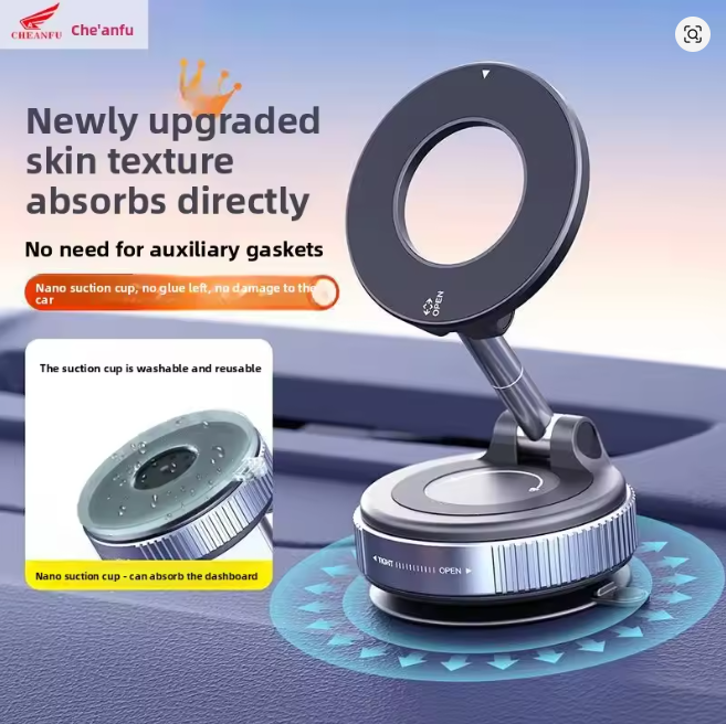 Foldable Magnetic Car Phone Holder Dual Suction Navigation Portable Universal Stand