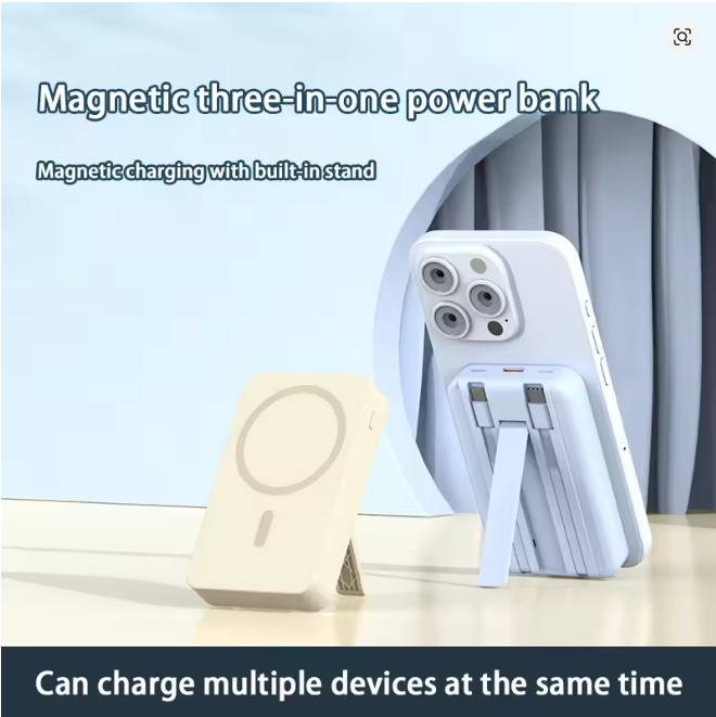 Magnetic Power Bank with Self-Contained Cable Super Fast Charging Portable Magsafe Design for Mobile Phones